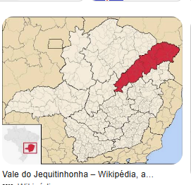 Mapa de Minas Gerais com o Vale do Jequitinhonha destacado